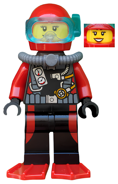 Минифигурка Lego Scuba Diver, Female, Red Flippers cty0559